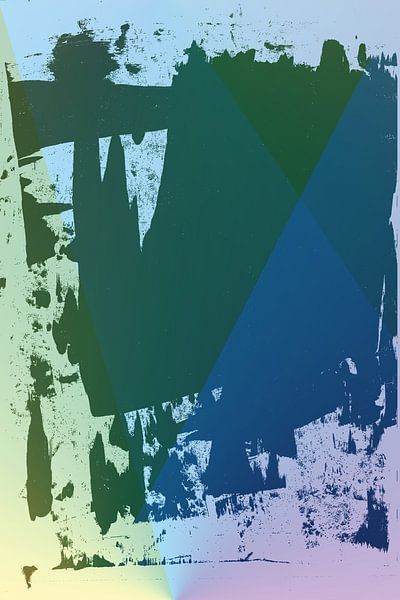 Moderne abstrakte Neon und Pastell Farbverlauf Kunst in blau, grün, lila, gelb von Dina Dankers