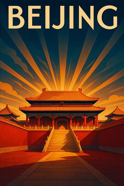 Majesté du lever de soleil de Pékin - Affiche impériale Art déco par Travel Shop