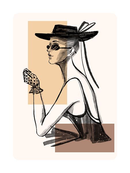 Femme avec des formes géométriques en arrière-plan II par ArtDesign by KBK