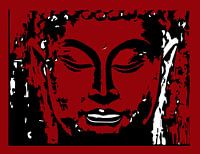 Buddha digitale Zeichnung rot und weiß