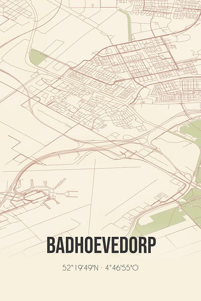Alte Karte von Badhoevedorp (Nordholland) von Ortsdrucke