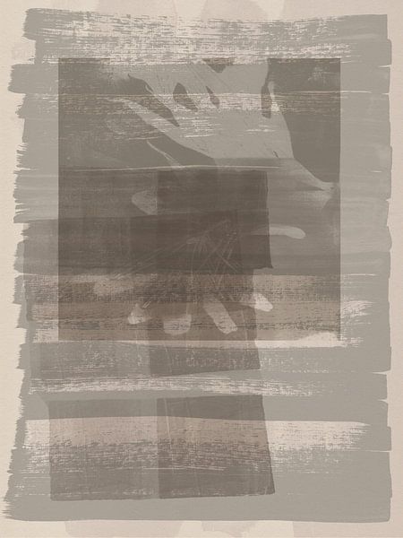 Art abstrait. Formes organiques et géométriques en gris et taupe. par Dina Dankers