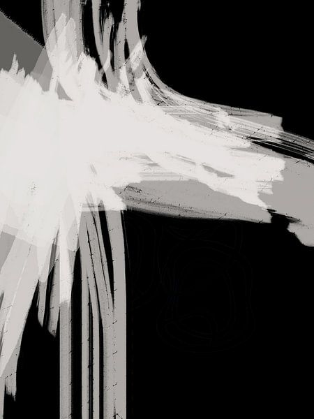 Strokes 14 | Expressive Black and Neutral Abstract by Menega Sabidussi