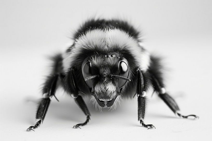 Macrophotographie d'un bourdon en noir et blanc par Poster Art Shop
