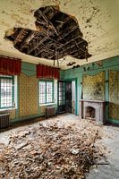 Abandoned room with a fireplace