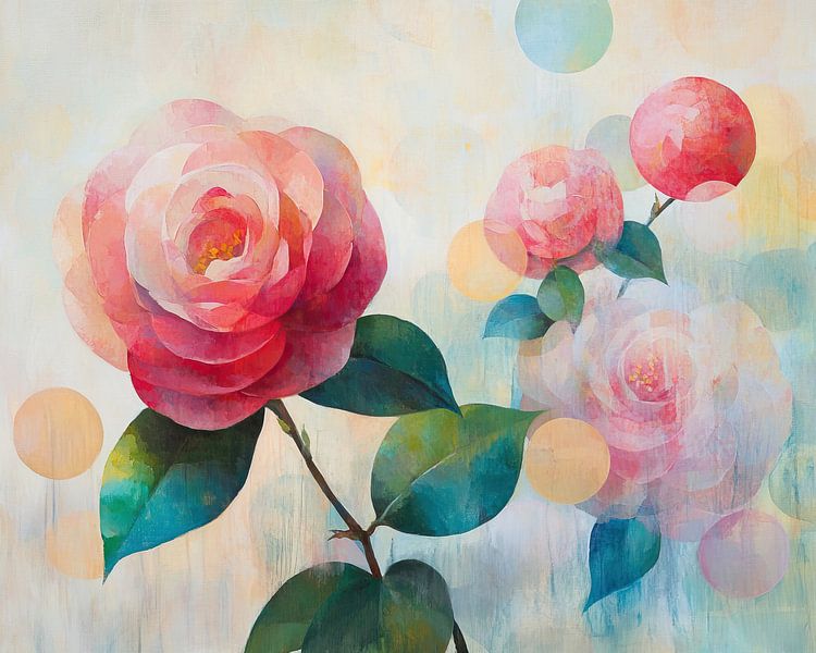 Pastel-coloured flowers | Harmonious Roses and Circles by Wonderful Art