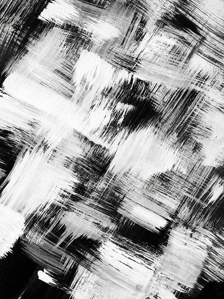Strokes 26 | Black and White Brushstroke Abstract by Menega Sabidussi