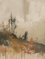 Paysage moderne et abstrait dans les tons de terre, style japonais.