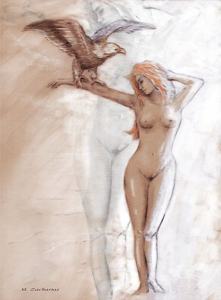 Akt mit Adler Natursymbolik von Marita Zacharias