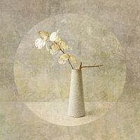 Nature morte aux fleurs. Médaille de Judas. Japandi.