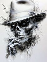 Schädel mit Hut modern und abstrakt