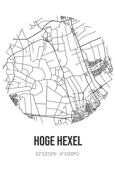 Hoge Hexel (Overijssel) | Carte | Noir et blanc par Affiches de lieux