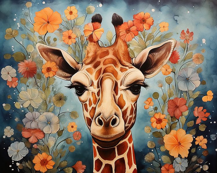 Painting Giraffe Flowers by Abstract Painting