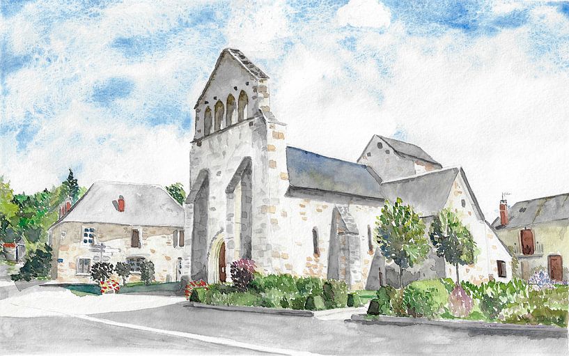 Old church in romantic French village in the Limousin by Ivonne Wierink
