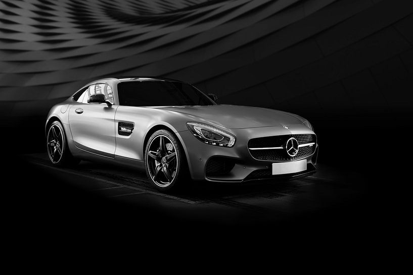 Mercedes SL-Coupé supercar in Schwarz-Weiß von Atelier Liesjes