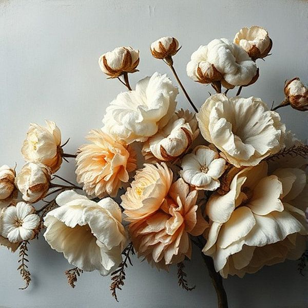 A bouquet of white soft orange peony roses. by J.a Dijkstra