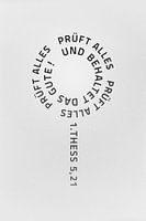 Jahreslosung 2025 Motiv Lupe. Prüft alles und behaltet das Gute! 1. Thessalonicher 5,21