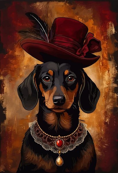 Dackelhund im viktorianischen Kleid von MIROKKU
