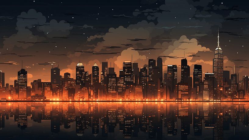 Vibrant Orange City silhouettes by Karina Brouwer