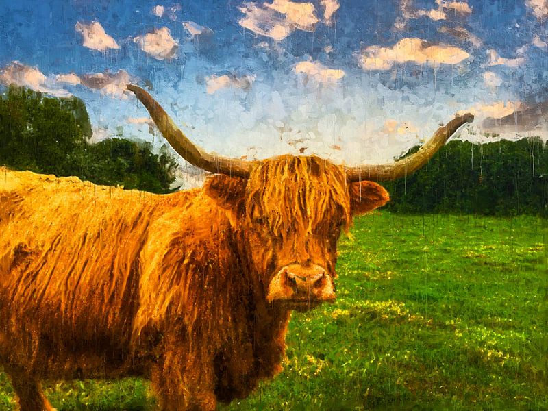 Portrait peint en couleurs d'un Highlander écossais par Arjen Roos