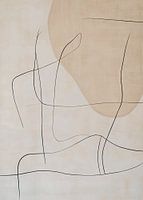 Abstrakte minimalistische Malerei mit schwarzen Linien und Formen - Japandi Living Style