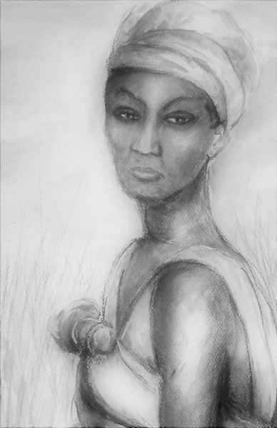 Portrait in black and white of an African woman by Ineke de Rijk