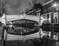 Delft Visbrug zwart-wit