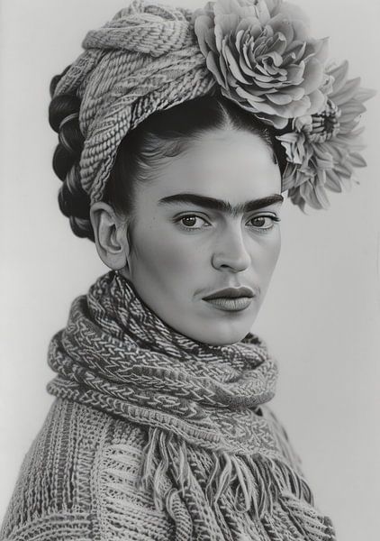 Frida Poster Black and White by Niklas Maximilian