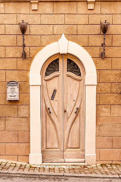 Prächtige, verzierte, helle italienische Holztür von Dafne Vos