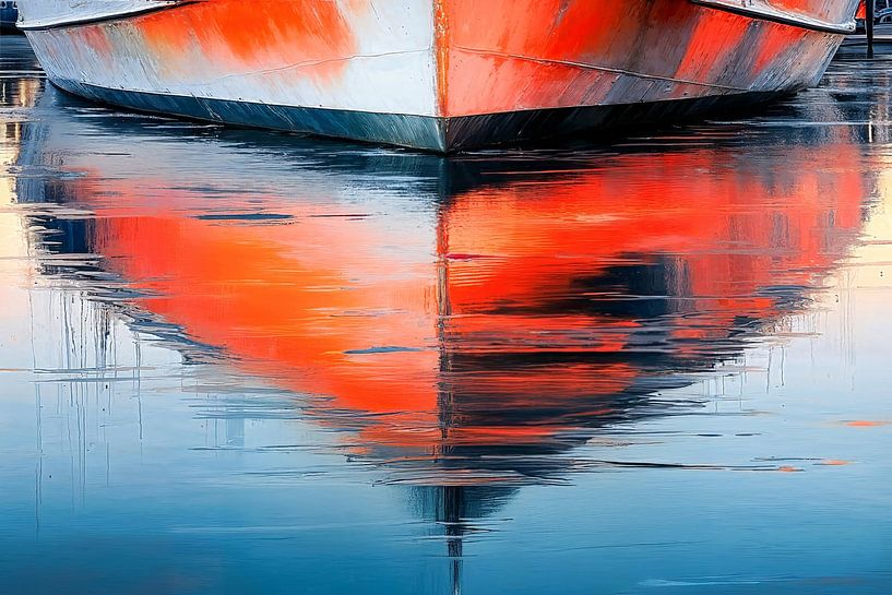 Waterreflectie bootromp-01c van Rautenberg Digital Art Maritim