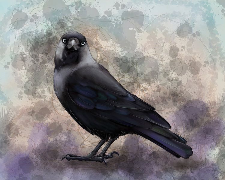 Dohle, Porträt eines schönen Vogels von Bianca Wisseloo