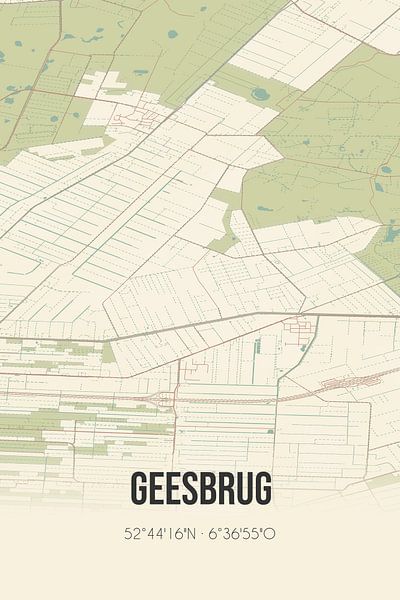 Alte Landkarte von Geesbrug (Drenthe) von Ortsdrucke