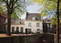 Old house alongside a bridge and canal in Amersfoort, Netherlands