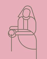 La laitière en rouge et rose style abstrait