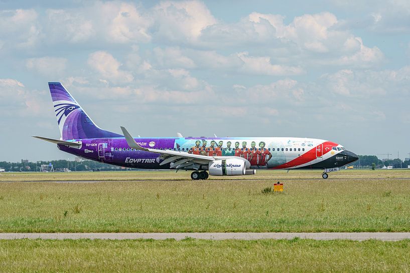 Egypt Air Boeing 737 with national football team livery. by Jaap van den Berg