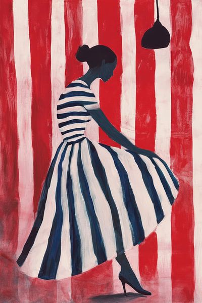 Woman in heels in striped dress by Franka Poulain