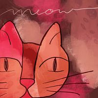 Katze auf warmen Farben, modernes Mixed-Media