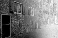 Photo sketch Houses in medieval city wall