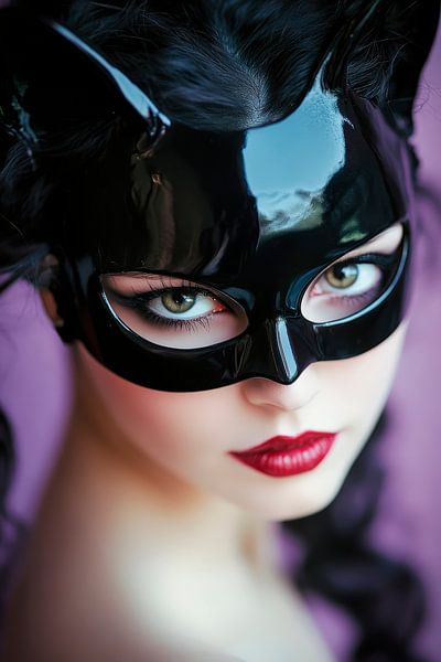 Verführerischer Blick mit Katzemaske von Poster Art Shop