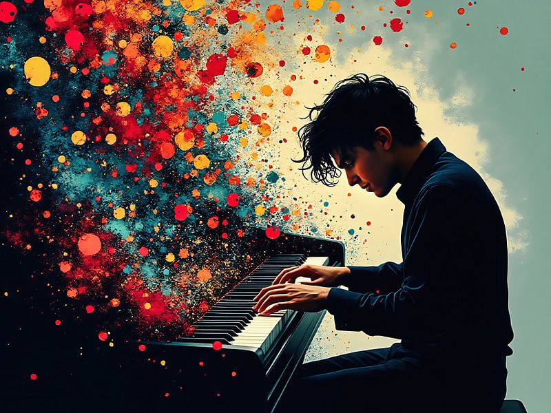 Pianiste fantaisiste avec des fleurs par The Photo Artist