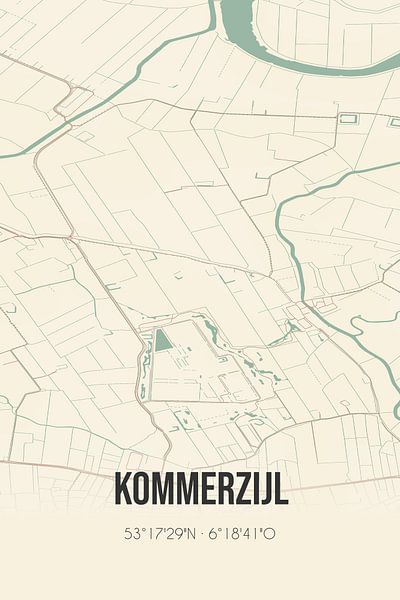 Vintage map of Kommerzijl (Groningen) by Prints of Place