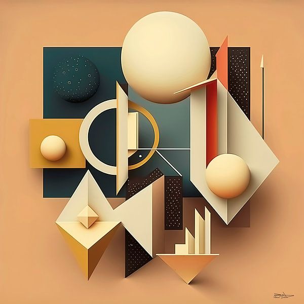 abstrakte geometrische Retro-Kunst von Gelissen Artworks