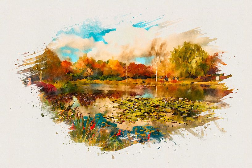 Lakescape in waterbrush style by Dietmar Meinhardt