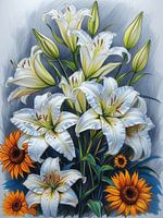 Leuchtende Lilien und sonnenbeschienene Blüten