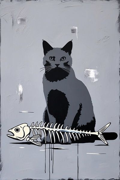 Katze mit Fischgrät-Skelett von Imperial Art House