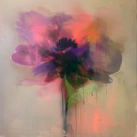 Moderne abstrakte Blume in Pastellfarben und Neon-Akzenten