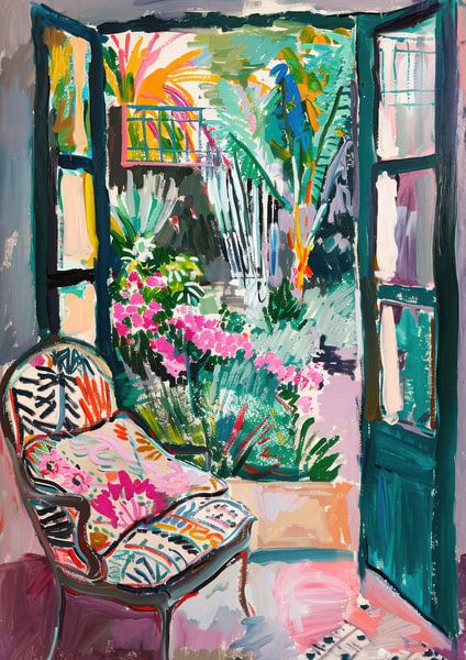 Offene Tür zum tropischen Garten – Matisse-Stil von Niklas Maximilian