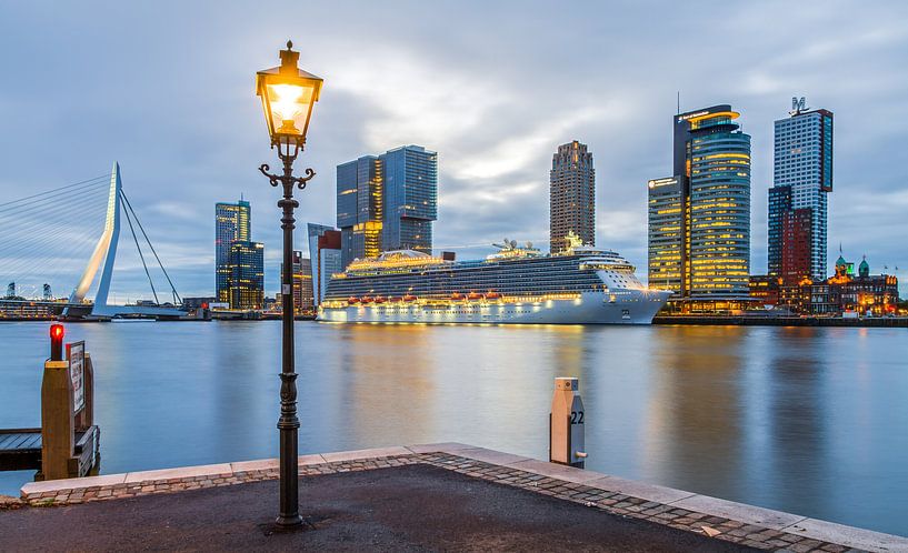 La ligne d'horizon de Rotterdam avec le navire de croisière Royal Princess par MS Fotografie | Marc van der Stelt