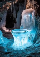 Eisige Toilette in einer gefrorenen Höhlenlandschaft