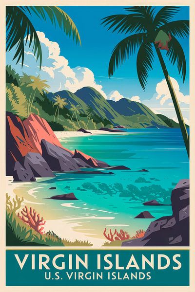 U.S. Virgin Islands Vintage Travel Poster von Poster Art Shop